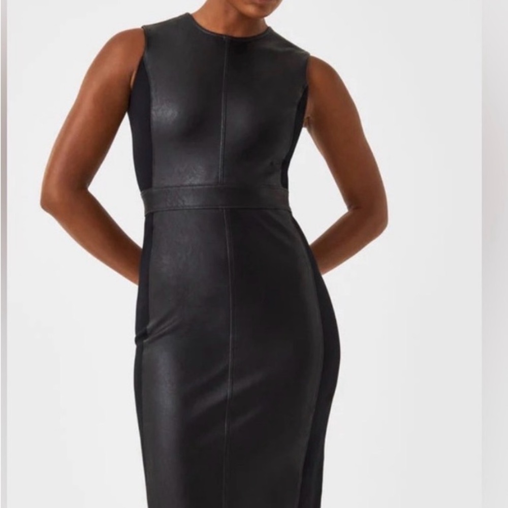 NWOT SPANX Faux Leather Sheath Dress, Size M